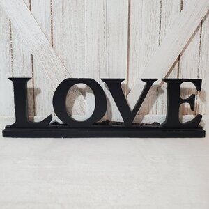 LOVE Wood Sign Freestanding Sign Home Decor Table Shelf Decor Black